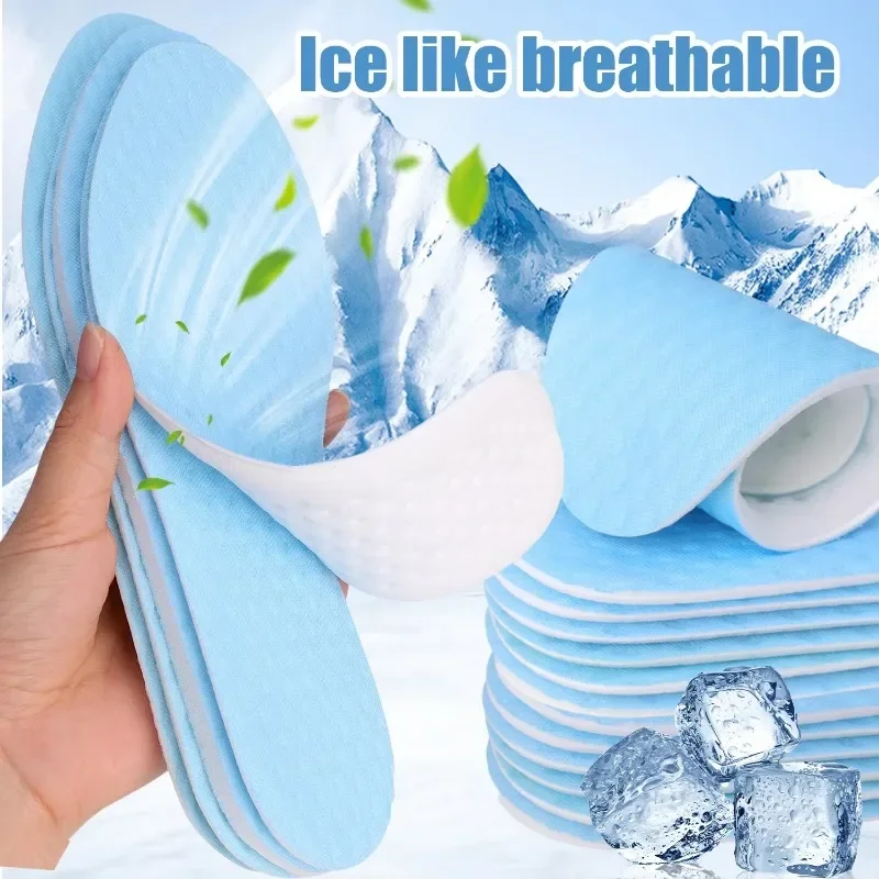 4PCS Blue Cooling ฟองน้ํา Deodorizing ดูดซับเหงื่อพื้นรองเท้านุ่ม Insoles สําหรับผู้หญิงผู้ชายฤดูร้อนใหม่กีฬา Cooler รองเท้า Pad
