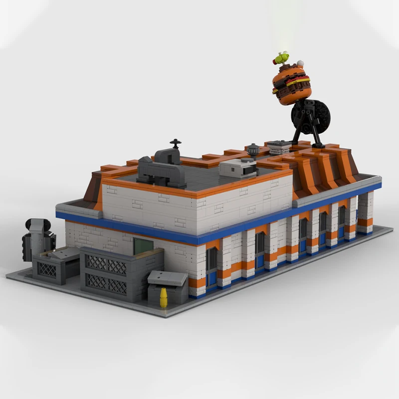 3656PCS 네온 MOC 드라이브인 다이너 빌딩 블록 DIY 교육 모델 레트로