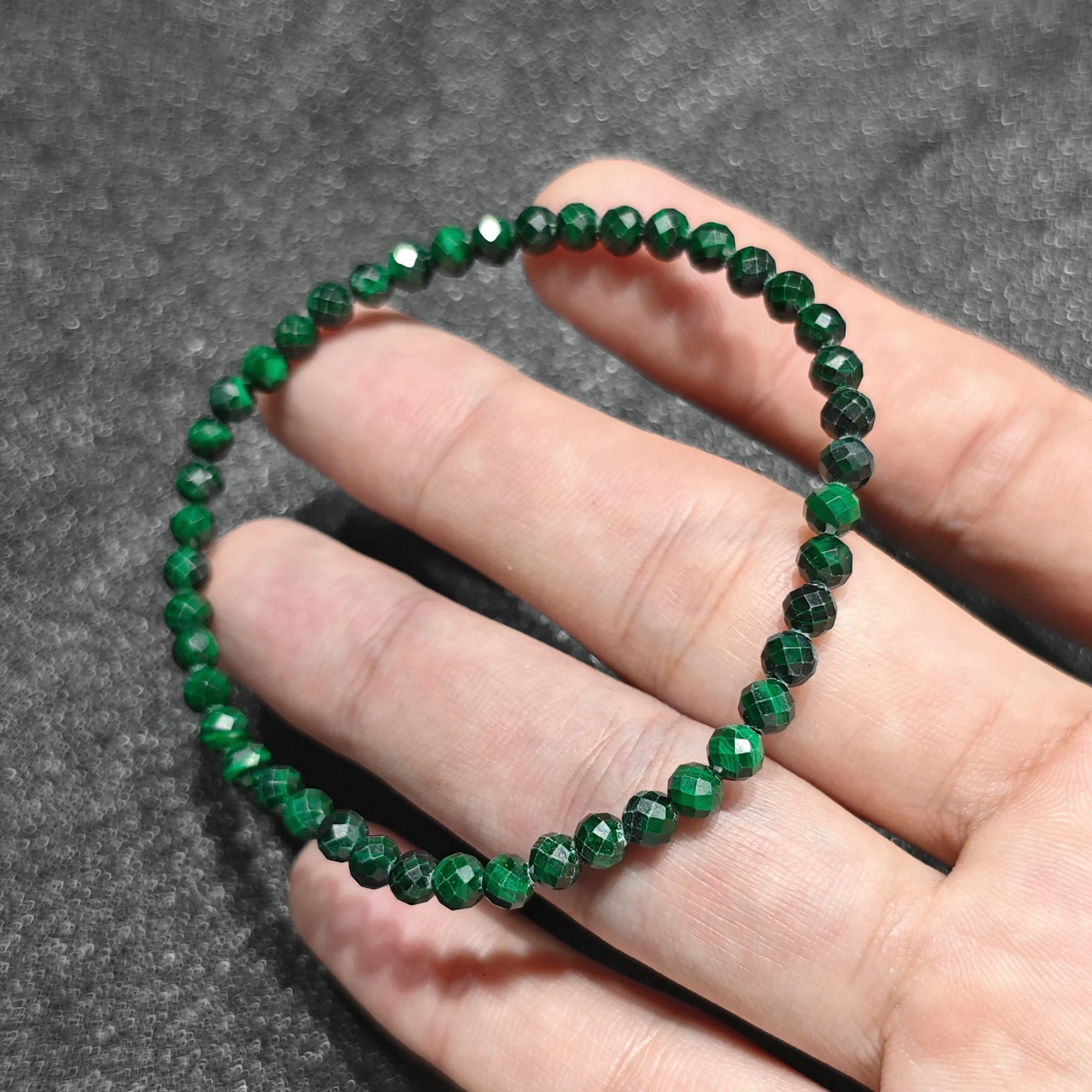 Natural Malachite Bracelet Gemstone Faceted Small Beads Dainty Stackable Emerald Green Crystal Jewelry Supply 1 Piece