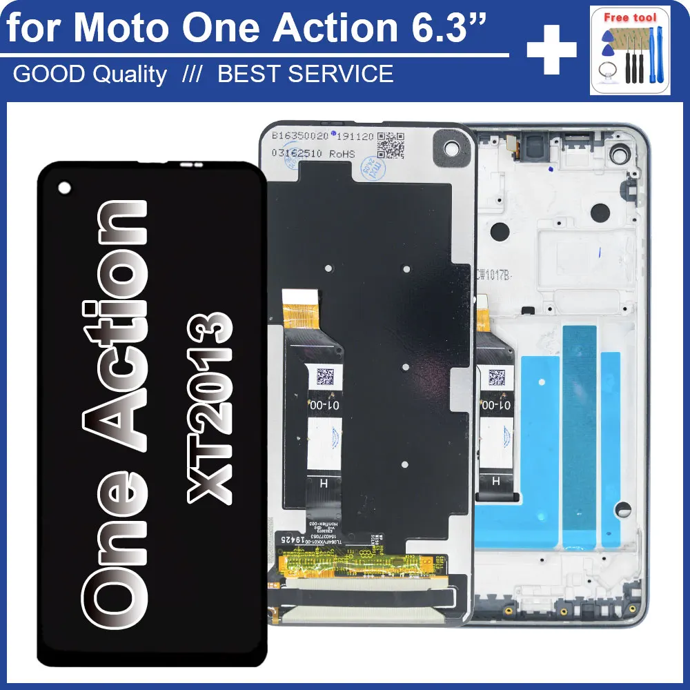 New AMOLED LCD for Motorola Moto One Action LCD Display XT2013-1 Touch Digitizer Replacement for Moto One Action LCD With Frame