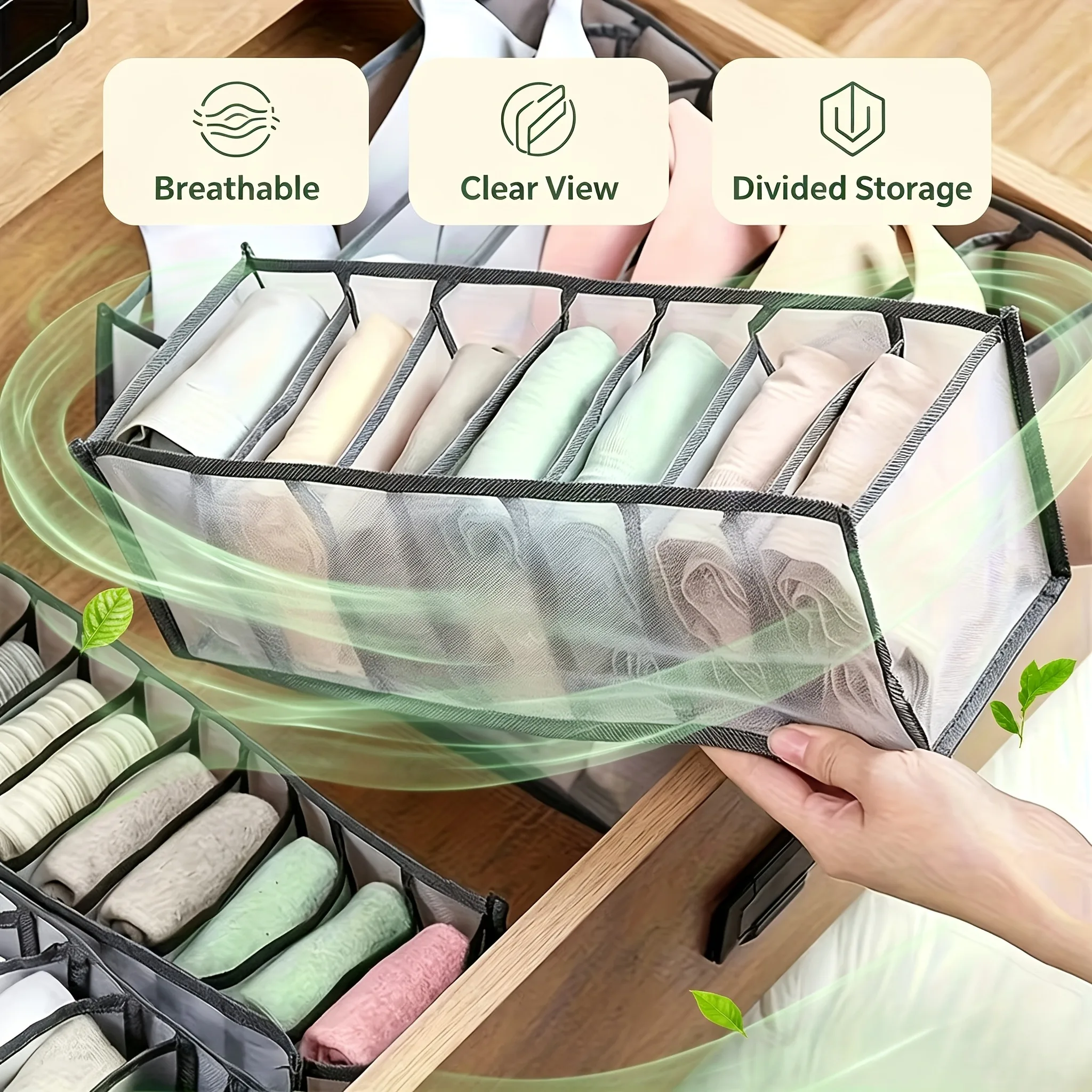 1PC Multi-Grid Foldable Drawer Organizer For Socks Bras Scarves Wardrobe Durable Plastic Box For Bedroom Dorm