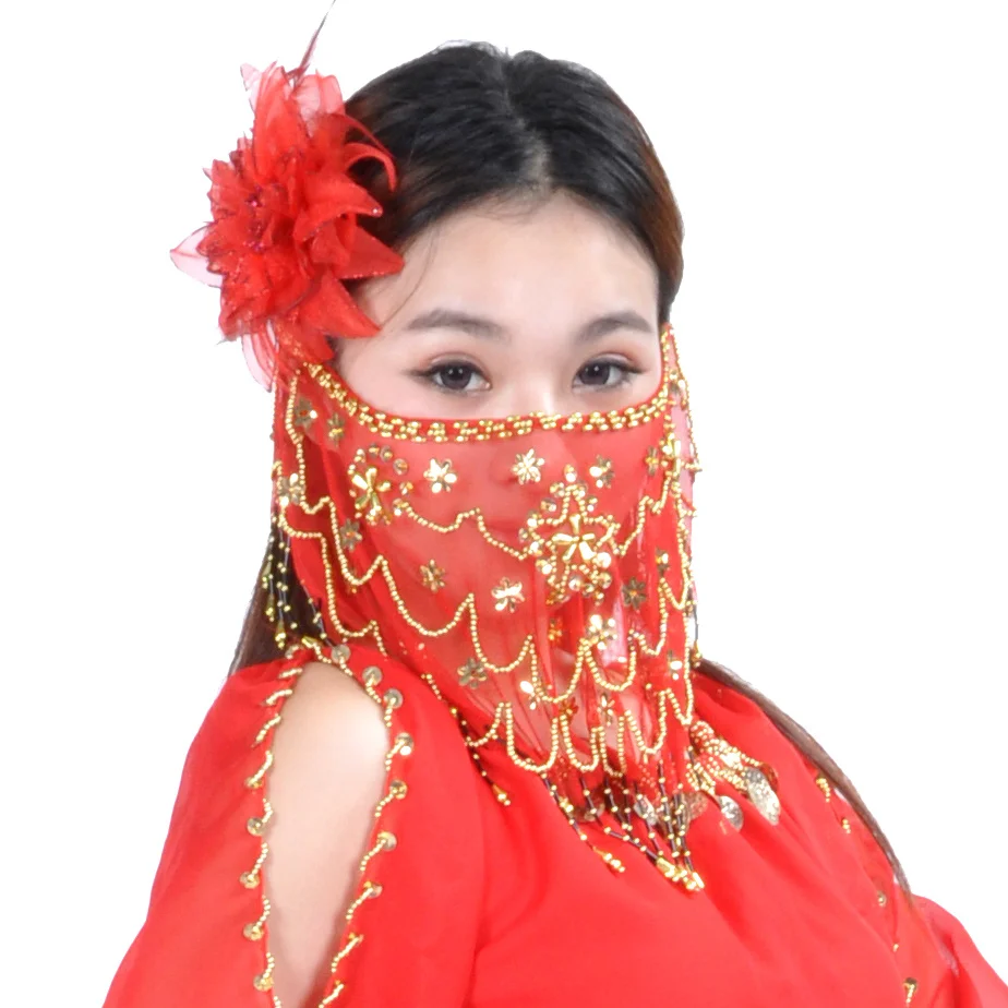 Dancer Plum Blossom Piece Veil belly dance Headdress Veil Indian Dance Headdress Xinjiang Dance Face covering Veil Sari