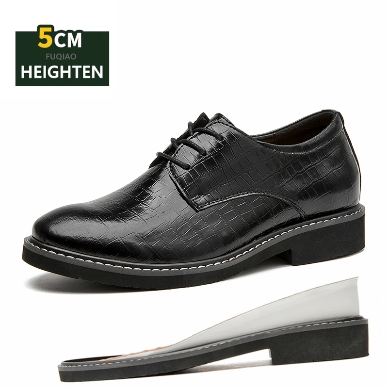 

Мужские туфли с невидимым увеличением роста на 5 см, из мягкой кожи, для делового и повседневного стиля, для свадьбы, увеличивающие рост, большие размеры 36-48