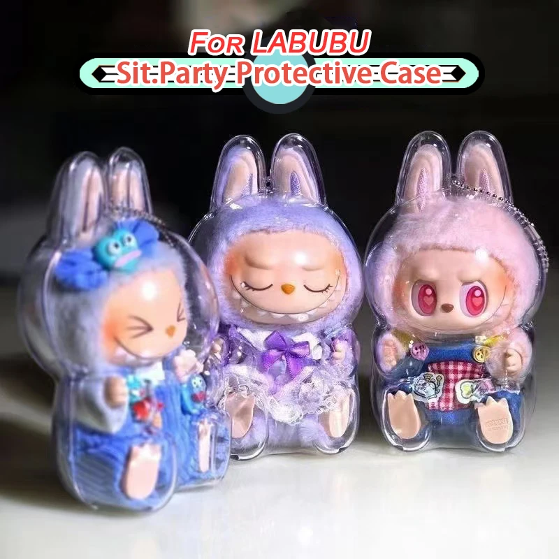 Labubu-Protecteur de stockage de monstres, boîte d'affichage, poupées en peluche macaron, étui anti-poussière transparent, housse de protection, cadeaux pour enfants, nouveau produit