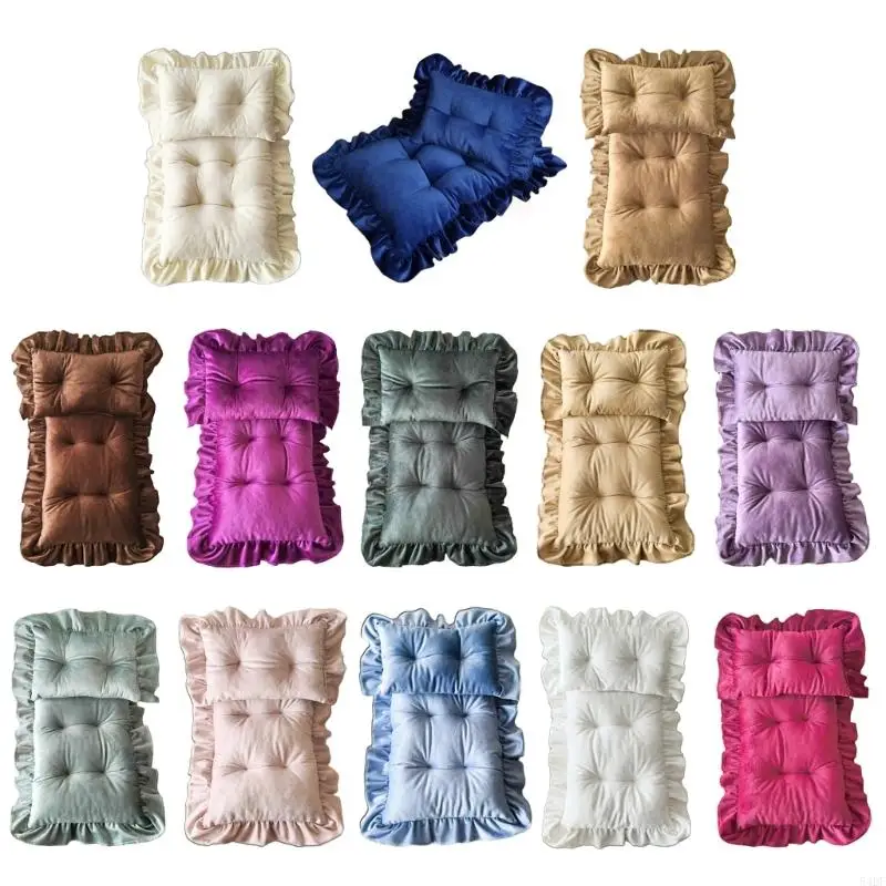 

54DF Baby Photography Bed Pad with Pillow Set Washable Cotton Photo Props Accessories