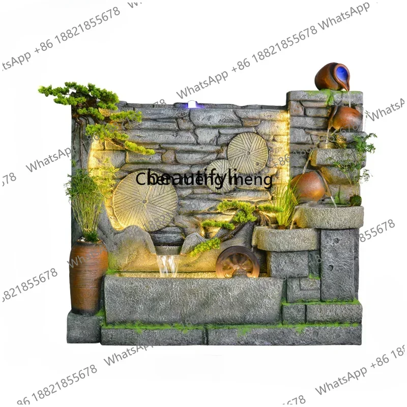 new Water Curtain Wall Screen Courtyard Garden Layout Circulating Water Fountain Rockery Waterscape ss 8617