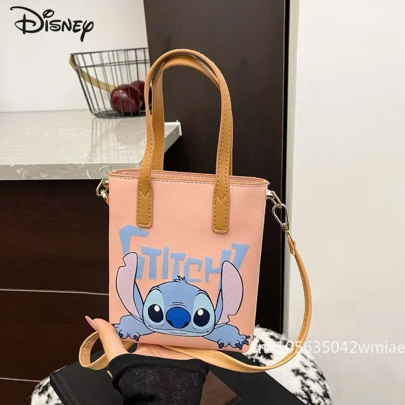 Stitch nova bolsa feminina elegante e de alta qualidade pu bolsa de ombro feminina dos desenhos animados multifuncional armazenamento crossbody saco