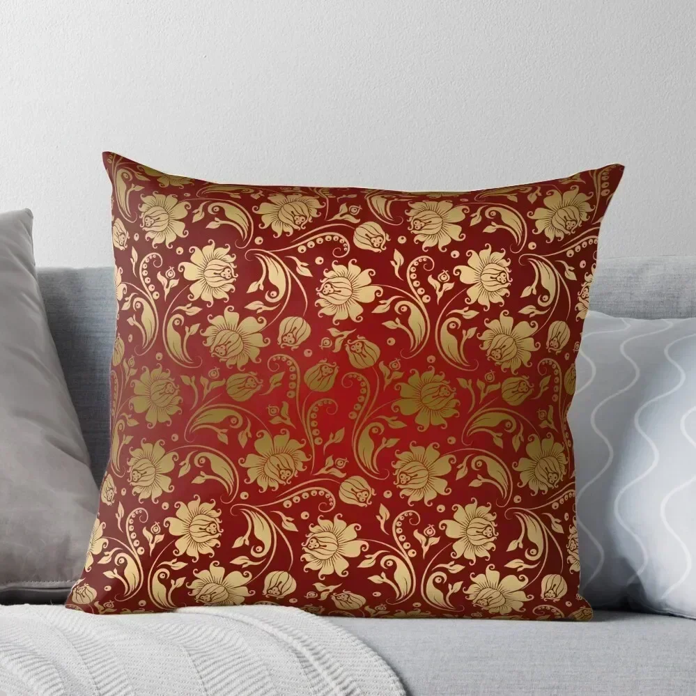 

Burgundy And Gold Floral Damasks Throw Pillow Elastic Cover For Sofa Covers For Sofas pillow