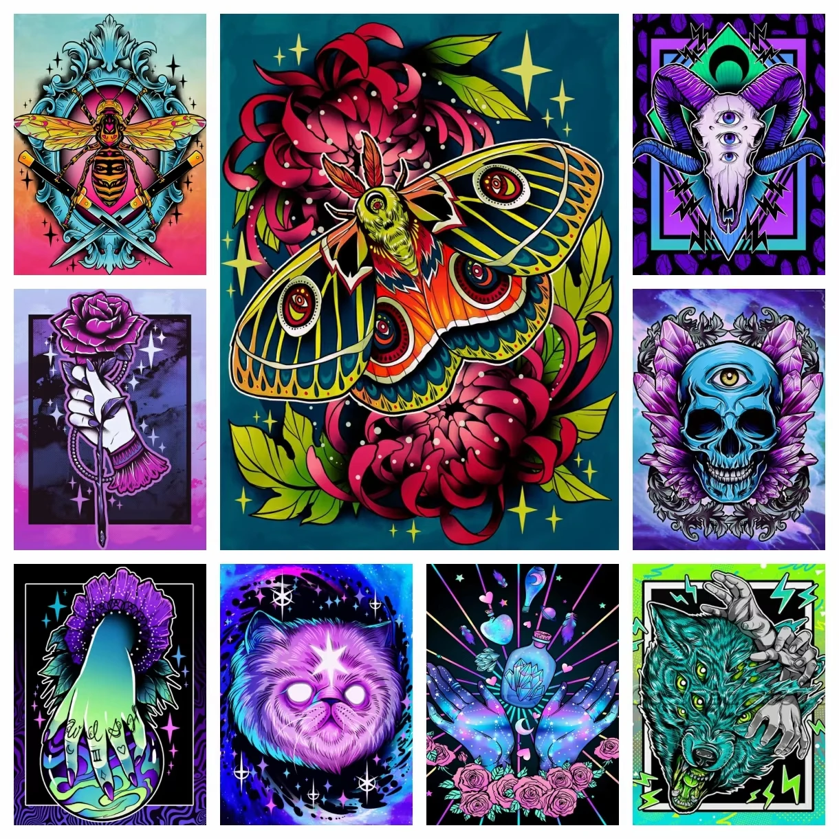 Tier Insekt Hase Biene 5D DIY Diamant Malerei Mosaik Bunte Fantasie Kunst Stickerei Vollrund-Bohrer Kreuzstich Heimdekoration