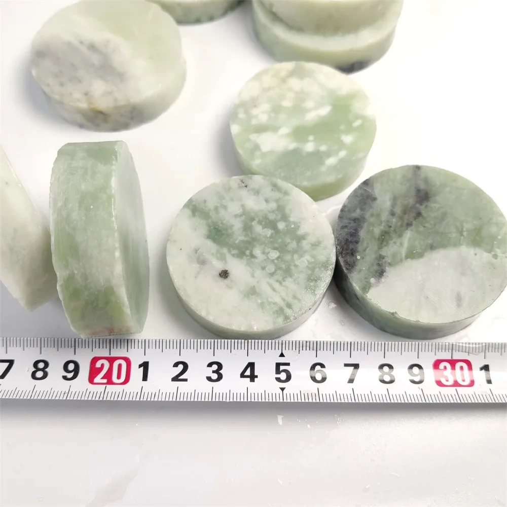 1pcs Xiuyan Jade Serpentine Stone Bracelet Core Carving Material Xiuyan Jade Slice Cup Mat Home Decoration Stone Coasters