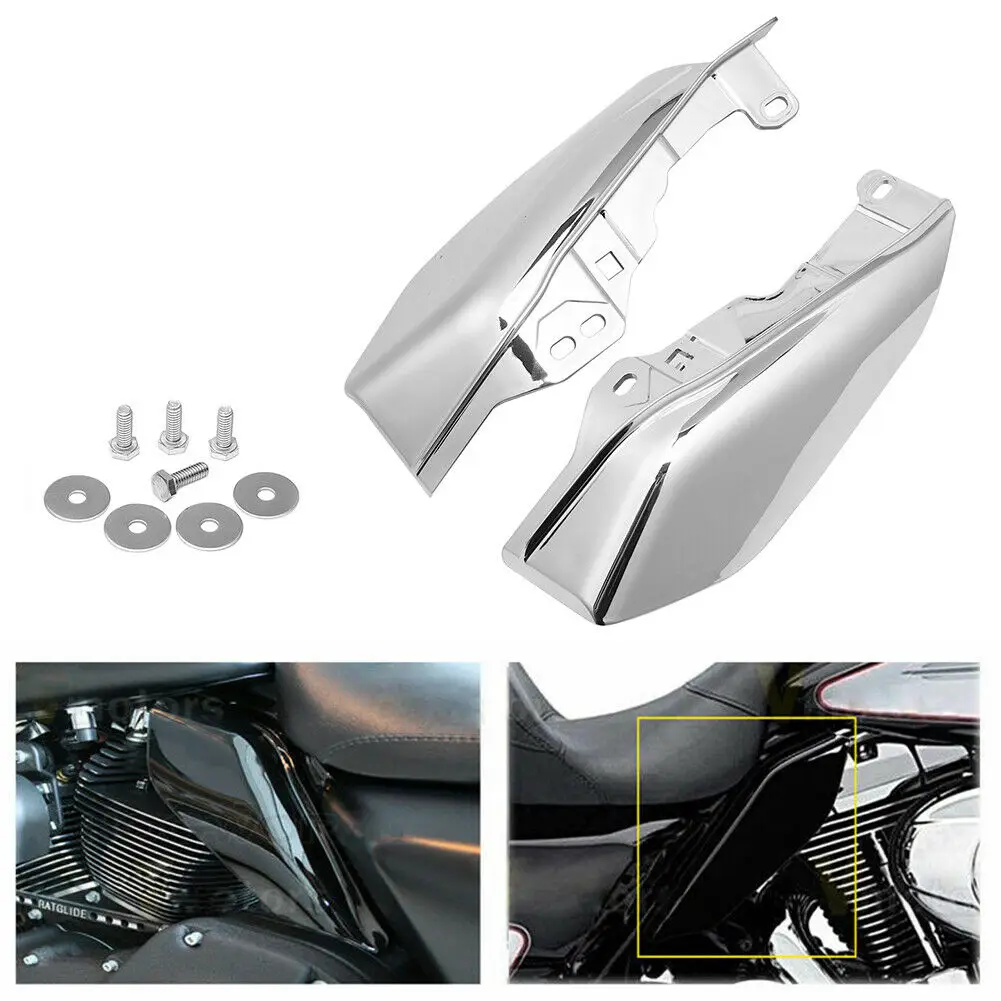 Motorcycle Chrome Mid-Frame Air Heat Deflector Fairing For Harley Touring Electra Road Street Glide CVO Ultra Classic 2017-2022