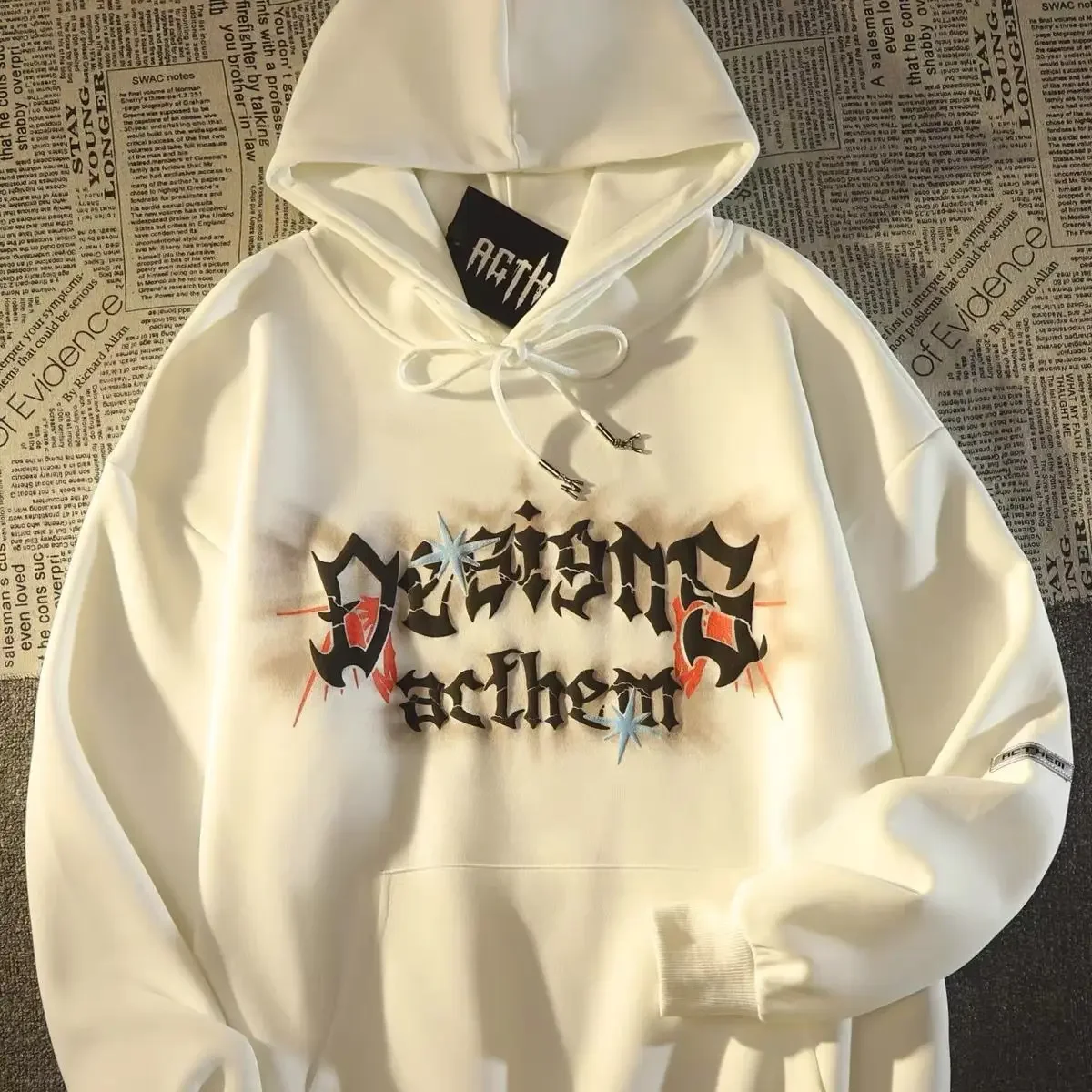 American Street Dark Angel Wings Hooded Sweater for Men and Women Retro European and American Fashion Brand Hiphop Coat Clothes