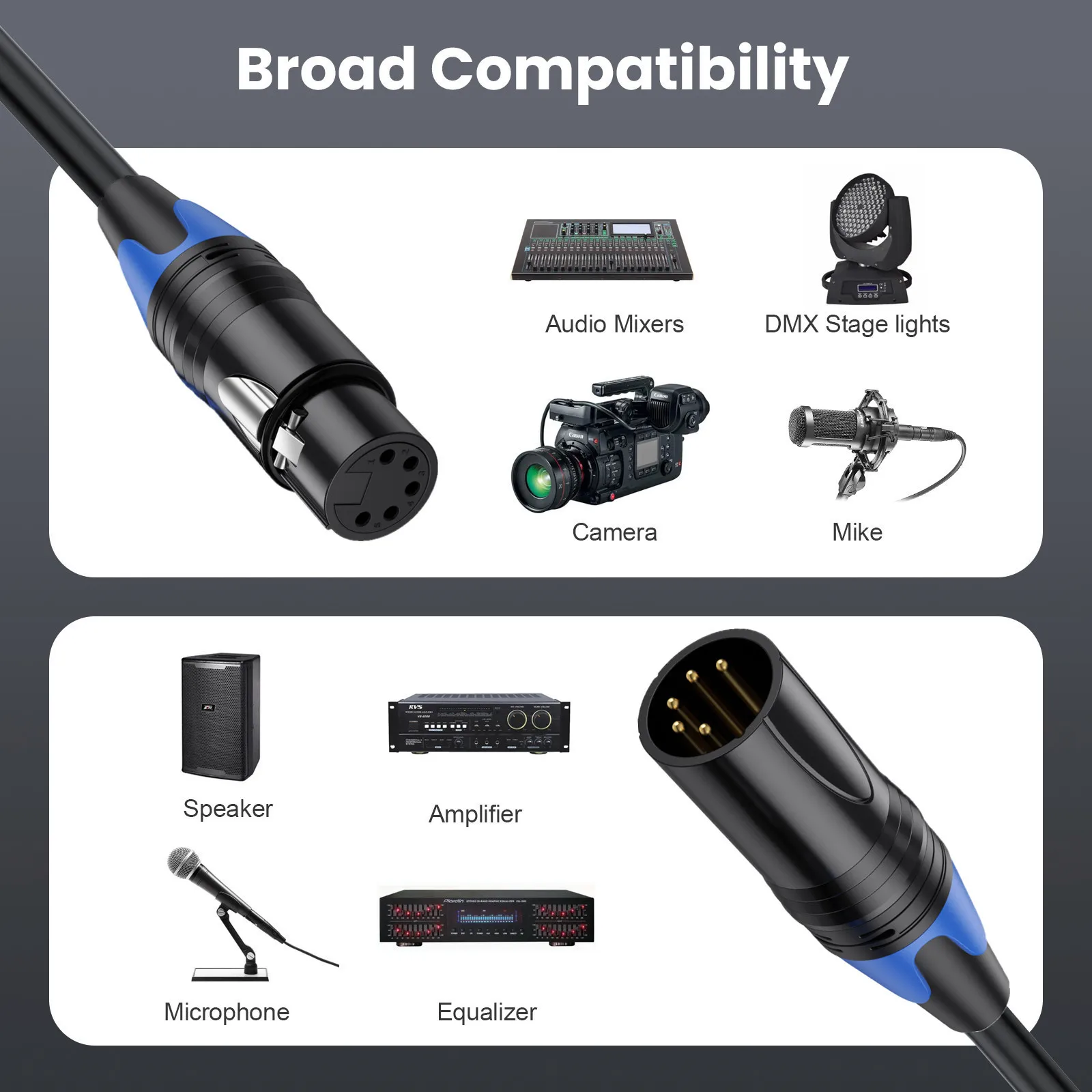 XLR 5P to dual 3P audio distribution  Canon 5-core Canon To Dual 3-Core stage Audio Balanced Signal distribution 0.5M cable