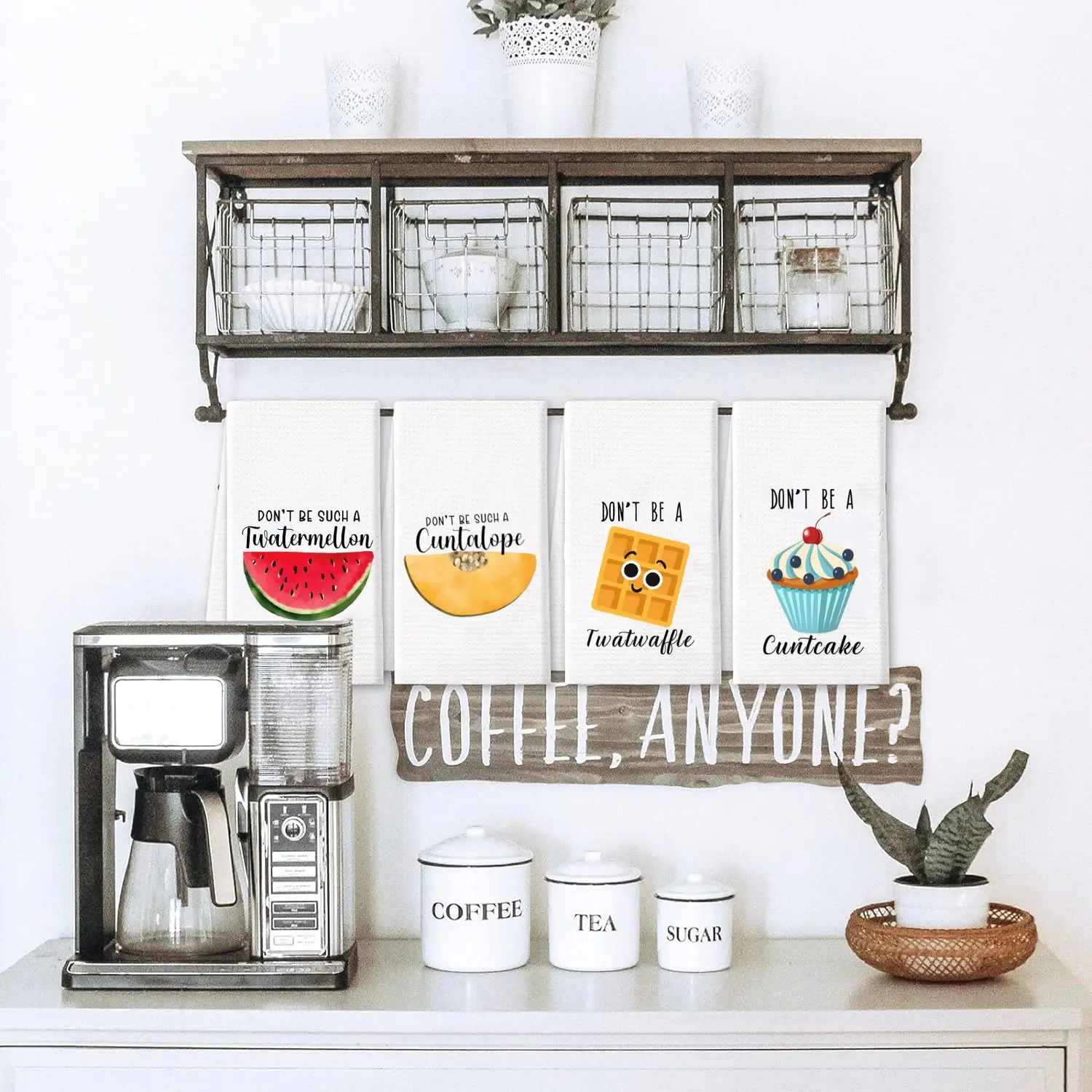 4 Pack Funny Kitchen Towels Decorative Set, Cute Kitchen Towels, Funny Dish Towels for Kitchen, Fun Tea Towels, Cute Hand Towels