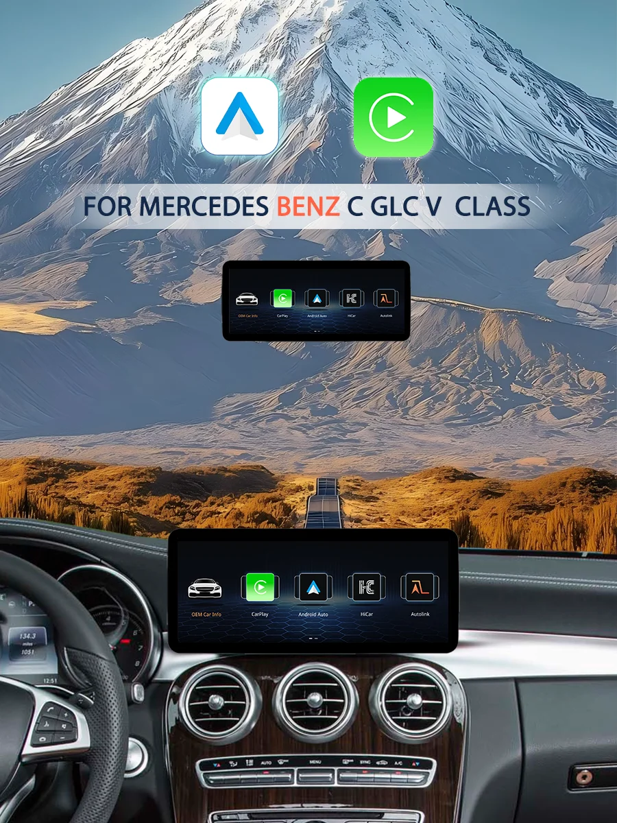 BONROAD 10,25 Zoll 1920*720 Linux Touchscreen Auto-Multimedia Wireless CarPlay Android Auto Airplay Autolink Mirroring Radio GPS für Mercedes Benz C GLC V Klasse W204 W205 NTG 4.0 4.5 5.0 Navigation