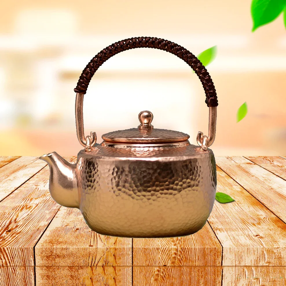 

Pure Handmade Boiling Kettle 450MLPure Copper Teapot Lifting Beam Copper Pot Health Tea Infuser Kung Fu Tea Set For Brewing Tea