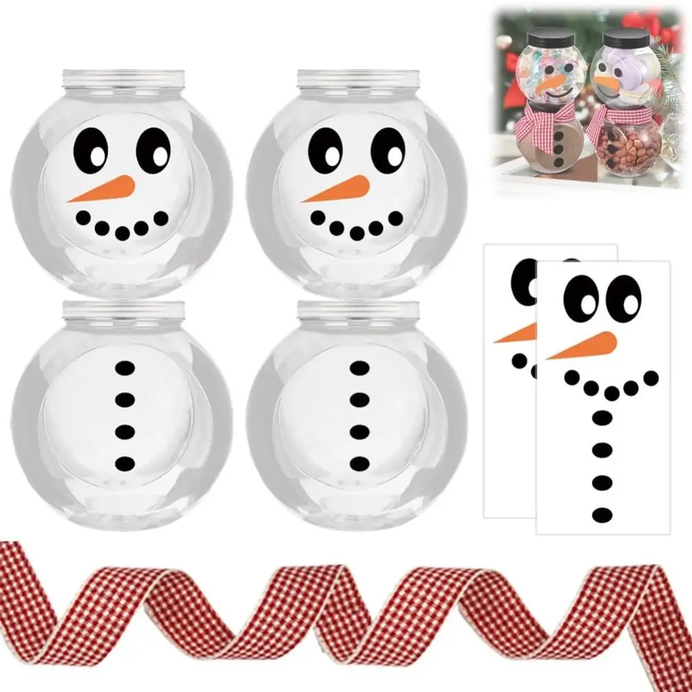 Durable Round Candy Bottle Transparent 250ml-4500ml Snowman Jar Plastic Candy Container for Nut Biscuit