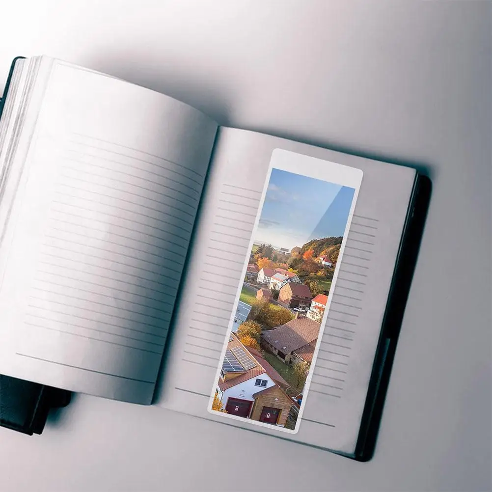 20 Pcs Bookmark Sleeves Clear Photo Strips Protector Journal Display Bag Organizer Hole Punch for Book Lovers