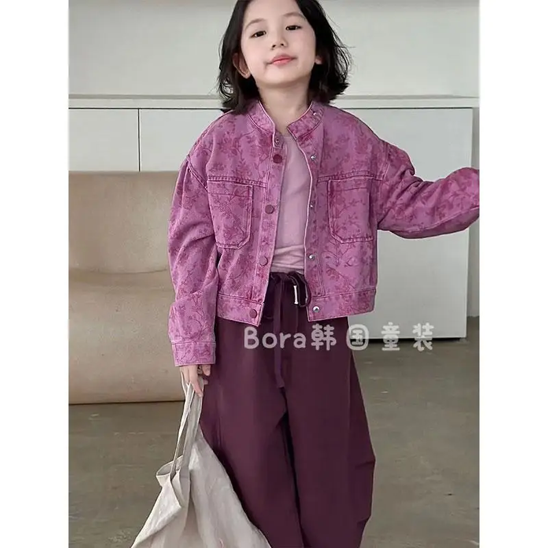 

Girls' outerwear, children's autumn wear 2025 new denim, girls' trendy brand, fashionable workwear jacket baby casual cardigan