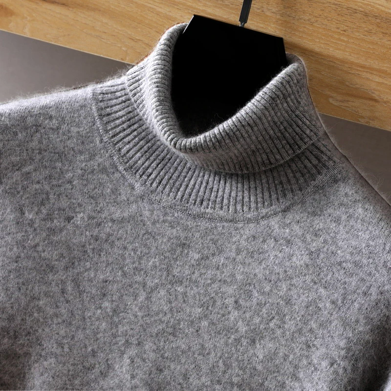 Turtleneck Men 100% Wool Pullover Jumper Autumn Winter Vetement Homme Ropa Hombre Pull Homme Hiver Cashmere Sweater