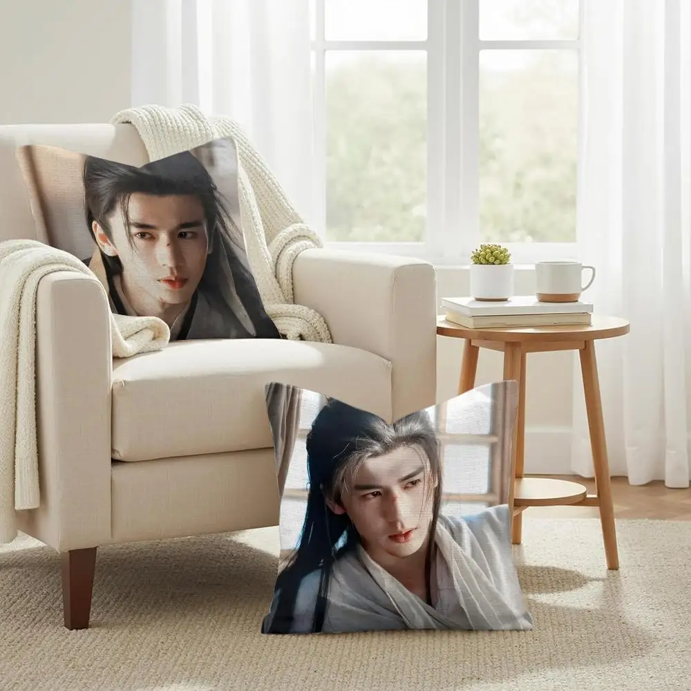 Popular Actor z-Zhang Linghe Cushion Cover Natural Linen Organic Fabric Double-Sided Printing Sofa Home Decor Gift Pillow Case