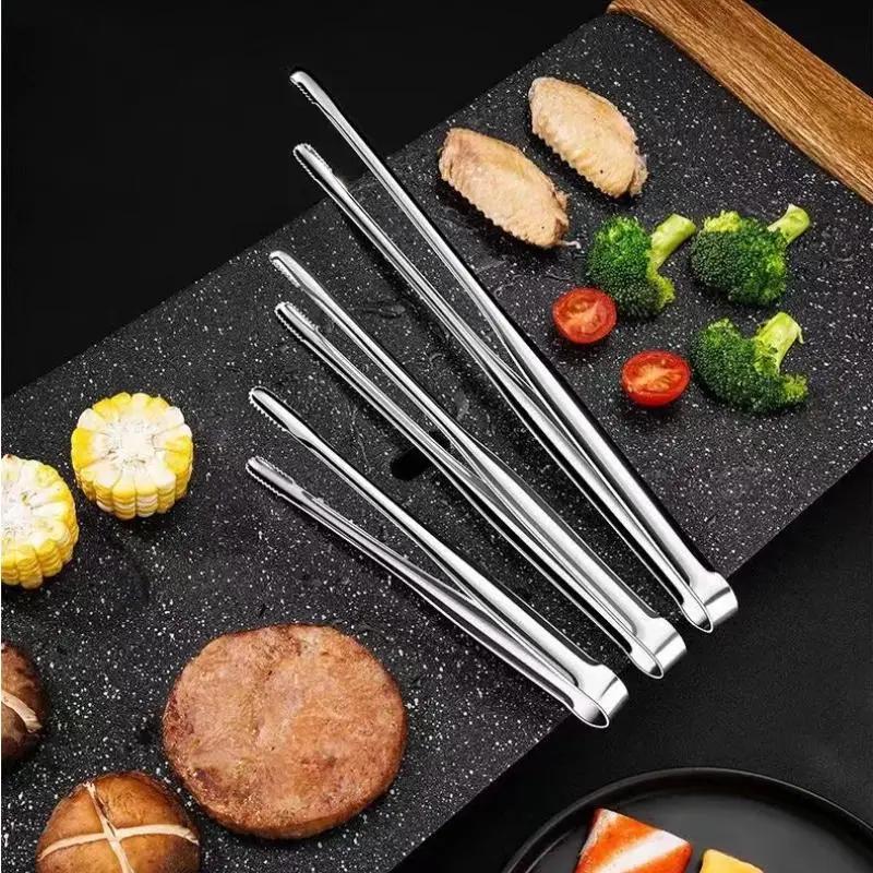Stainless Steel Cooking Tongs Korean BBQ Food Gripper Steak Pasta Serving Clip Kitchen Tool For Home Outdoor Barbecue