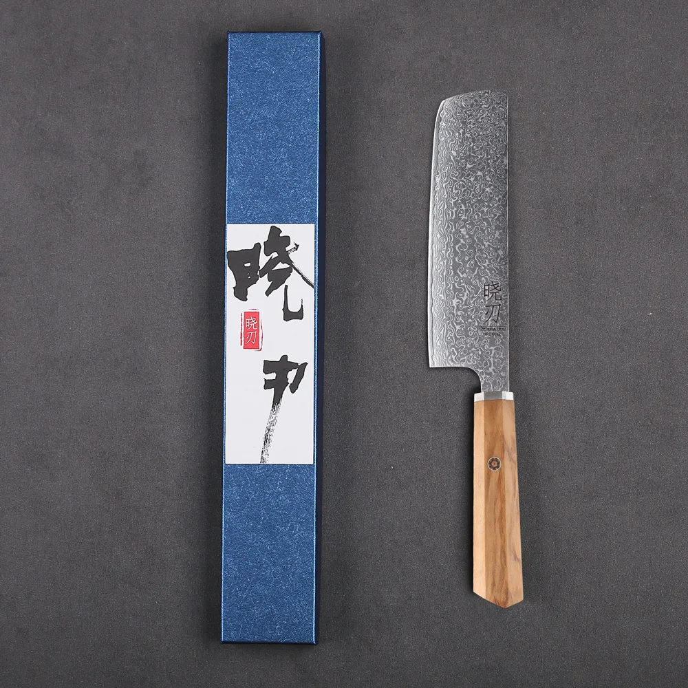 6.5-inch Japanese Nakiri Knife Damascus Steel Handmade Chef Knives Kitchen Slicing Vegetables Fruit Meat Cleaver Cooking Tools