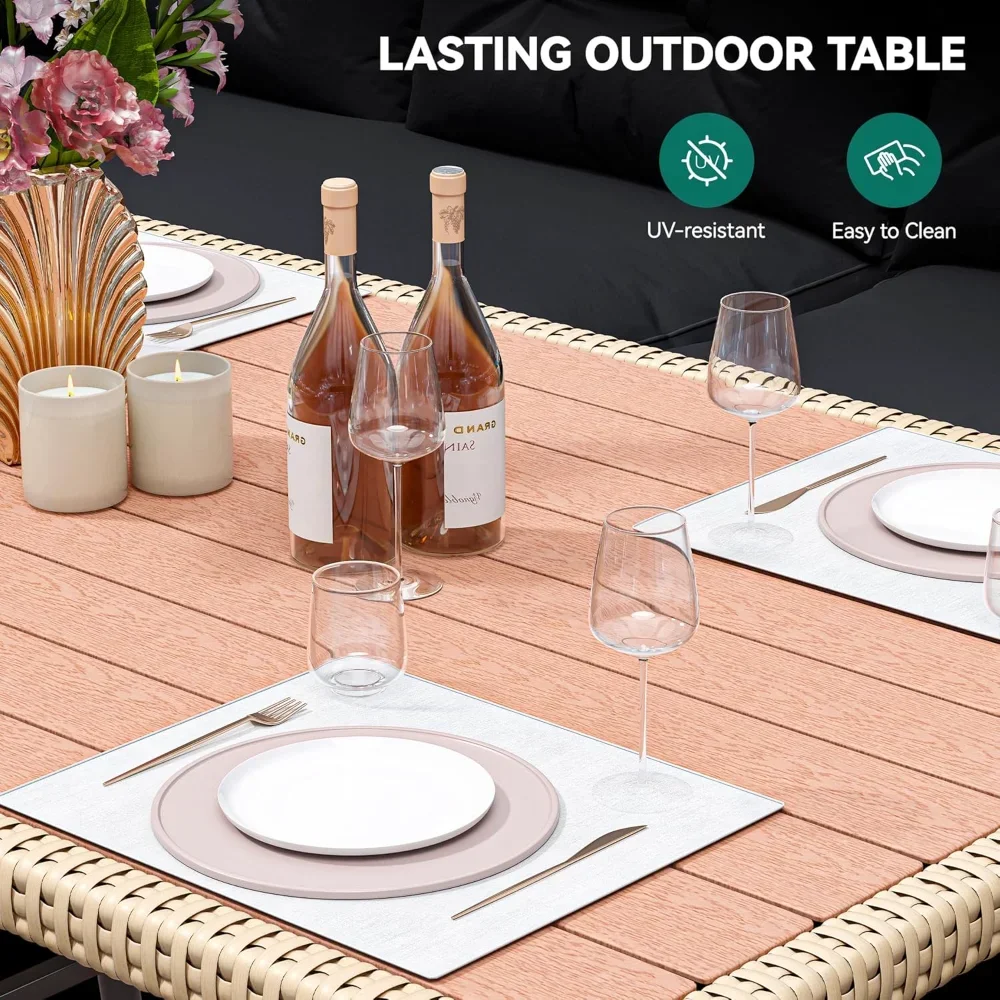 L-förmiges Terrassenmöbel-Set aus Korbgeflecht, wetterfestes Rattan-Gesprächssofa-Set für den Außenbereich für Hinterhofdeck mit weichen Kissen