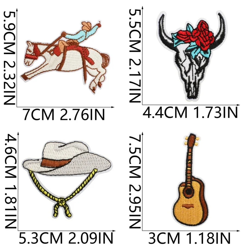 40pcs/lot New West Cowboy Embroidered Patches Applique for Clothing DIY  Iron on/ Sew on Patches Stripes Stickers