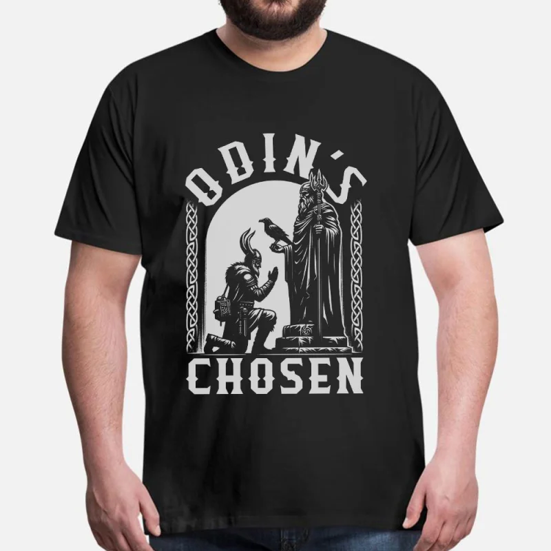 

Odin's Chosen Kneeling Viking 0414 Nordic Gift T-Shirt Vikings Runes Norse Myths Graphic clothes All size tops S-6XL