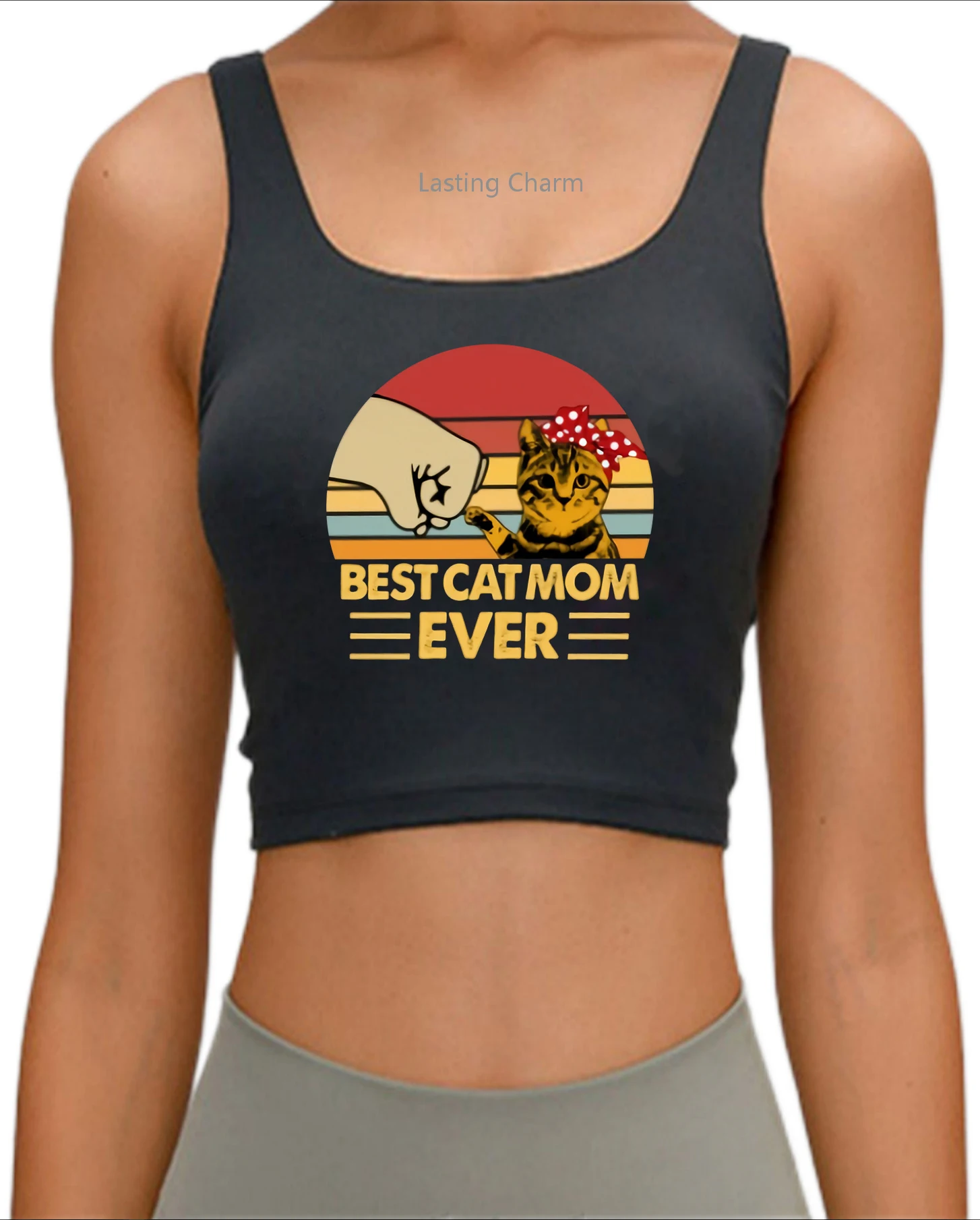 Tabby cat crop top best cat mom ever top