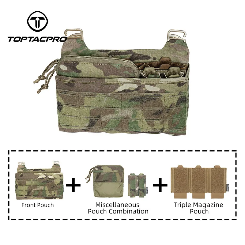 TOPTACPRO Tactical Front Panel Set FERRO Style Triple 556 Mag Double 9mm Mag Insert Pocket DOPE Set 8540