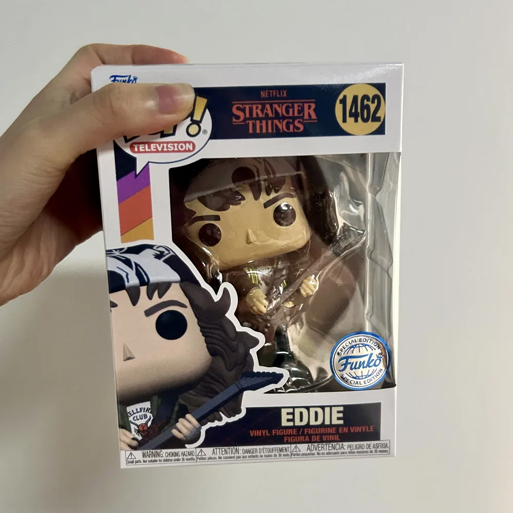 Divertidos Funkos de la Serie Televisiva Strangers, Eddie con Guitarra # 1462 Figuras de Vinilo Coleccionables, Muñecos Decorativos para el Hogar
