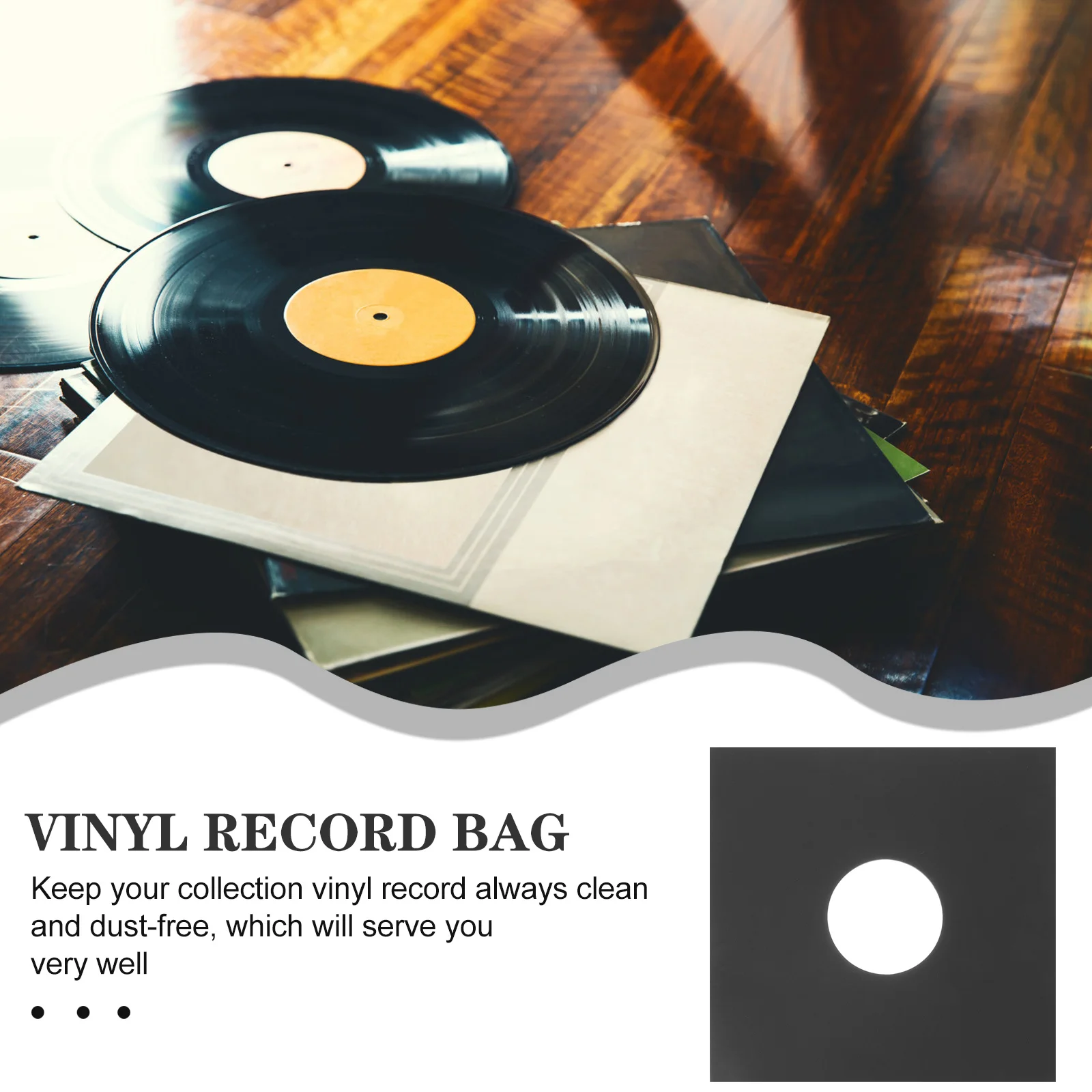 

WHAMVOX 10pcs Vinyl Record Sleeve Album Protective Cover Storage Bag for Waterproof Dustproof Organizer