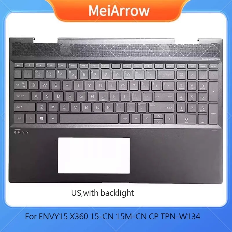 

YUEBEISHENG New/Org For HP ENVY15 X360 15-CN 15M-CN CP TPN-W134 Palmrest US keybaord Upper cover w/ Backlit,Brown