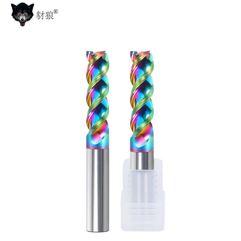 

HRC60 DLC Color Coated High Gloss Aluminum Milling Cutter Special CNC U-groove Integral Tungsten Steel 3 Flute Carbide End Mills