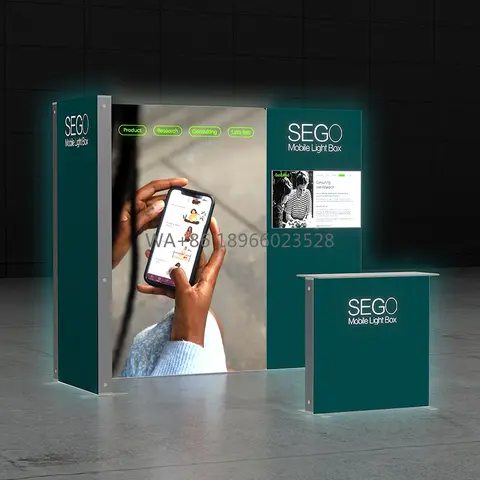 SEGO Europe Tade Show Lightbox Portable Aluminum Frame 3x3m Corner Booth with Wheeled Case