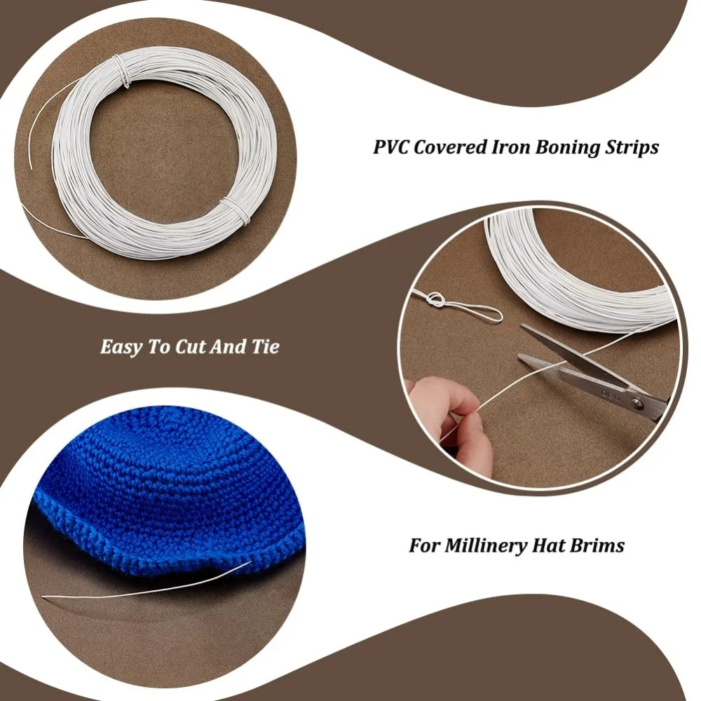 50m/54.7 Yards White Millinery Wire 1mm Diameter White Floral Wire Round Soft Millinery Wire PVC Covered Millinery Wire Iron