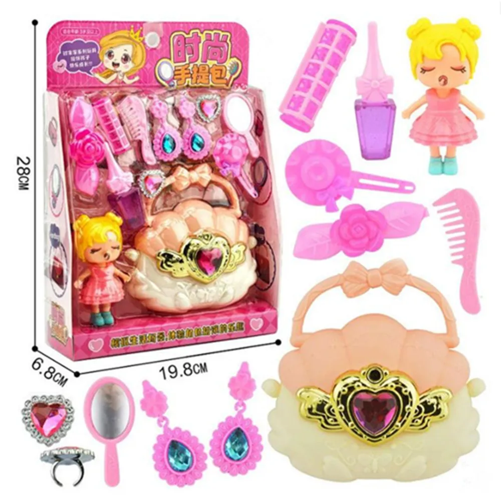 1 مجموعة الكرتون اللعب منزل محاكاة الفتاة طقم ماكياج مشط حقيبة ماكياج مرآة أحمر الشفاه البلاستيكية نموذج لعبة هدية للأطفال #1