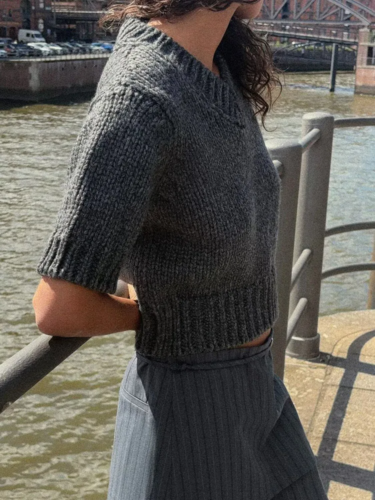 ファイオナブル オルト スヴェ Vネック ニットウェア レディース 秋の新作 リブトリム ロング丈 プルオーバー トップス (他ブランド)