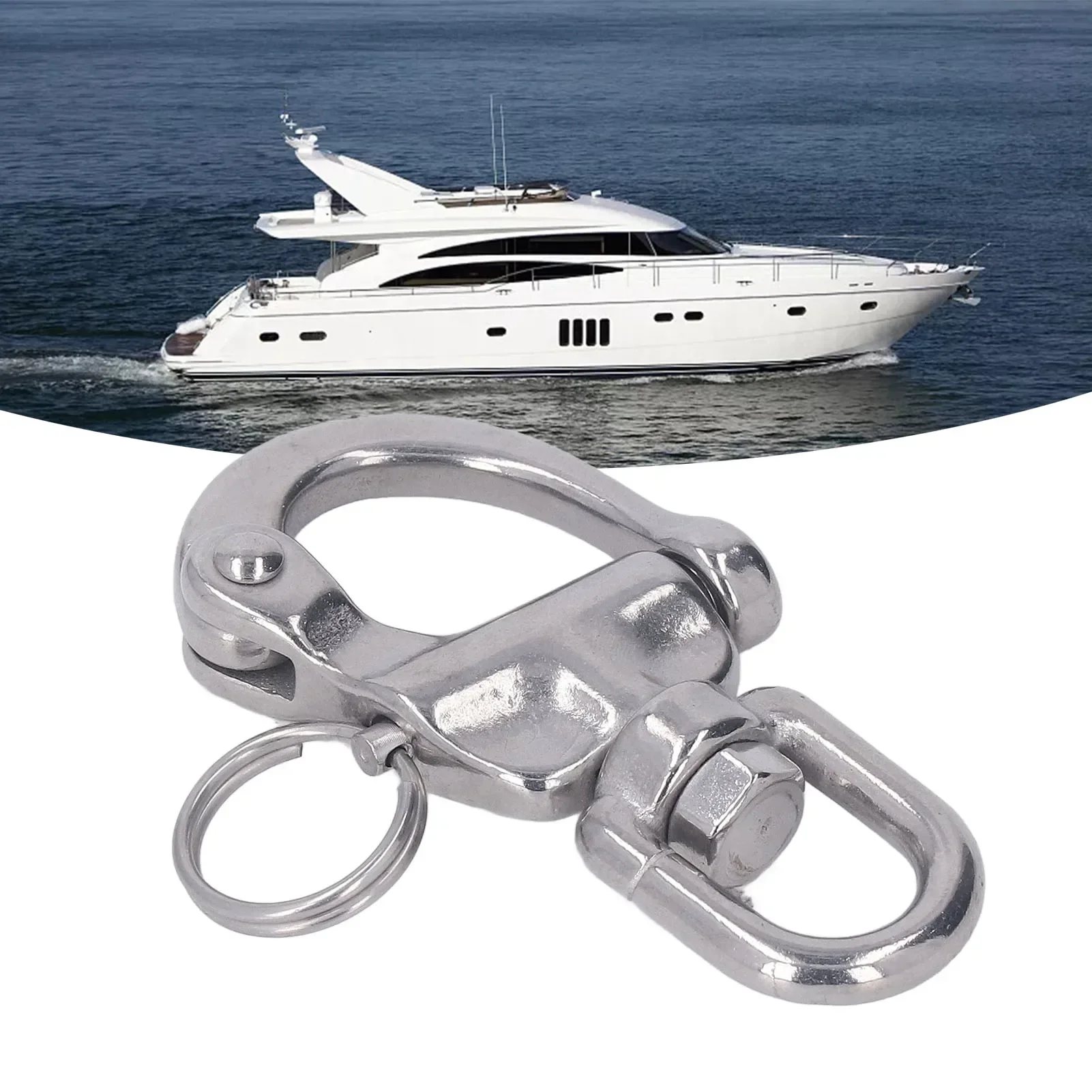 Grillete a presión con rotación de 360 grados, superficies pulidas de acero inoxidable, grillete a presión de liberación rápida para Spinnaker Halyard