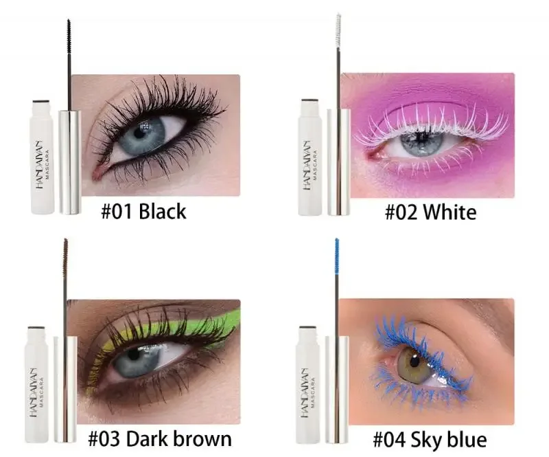 Mascara colorato Impermeabile a lunga durata Curling Allungamento Trucco Blu Verde Rosso Nero Bianco Mascara di colore