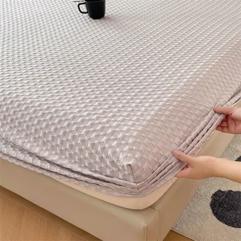 Magic cube bed sheet set luxury bubble jacquard mattress protector pillowcase soft breathable queen size duvet cover set