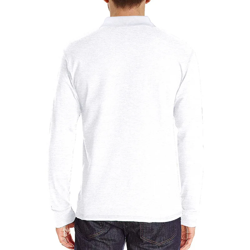 Frühling Trend männer Langarm Casual T-shirt Solide Revers Button Up Pullover Tops Herbst Drehen Unten Kragen Bodenbildung Polo-Shirt – Detail 16