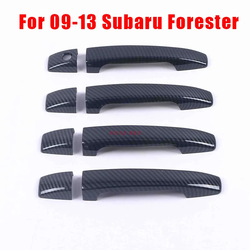 

For 09-13 Subaru Forester Glossy Black Carbon Fiber Side Door Handle Covers Trim