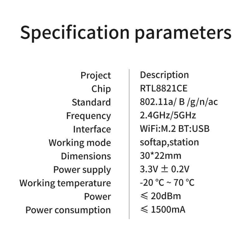 

RTL8821CE Двухдиапазонная беспроводная сетевая карта 600 Мбит/с M.2 с интерфейсом для ноутбука, настольного компьютера, 4,2