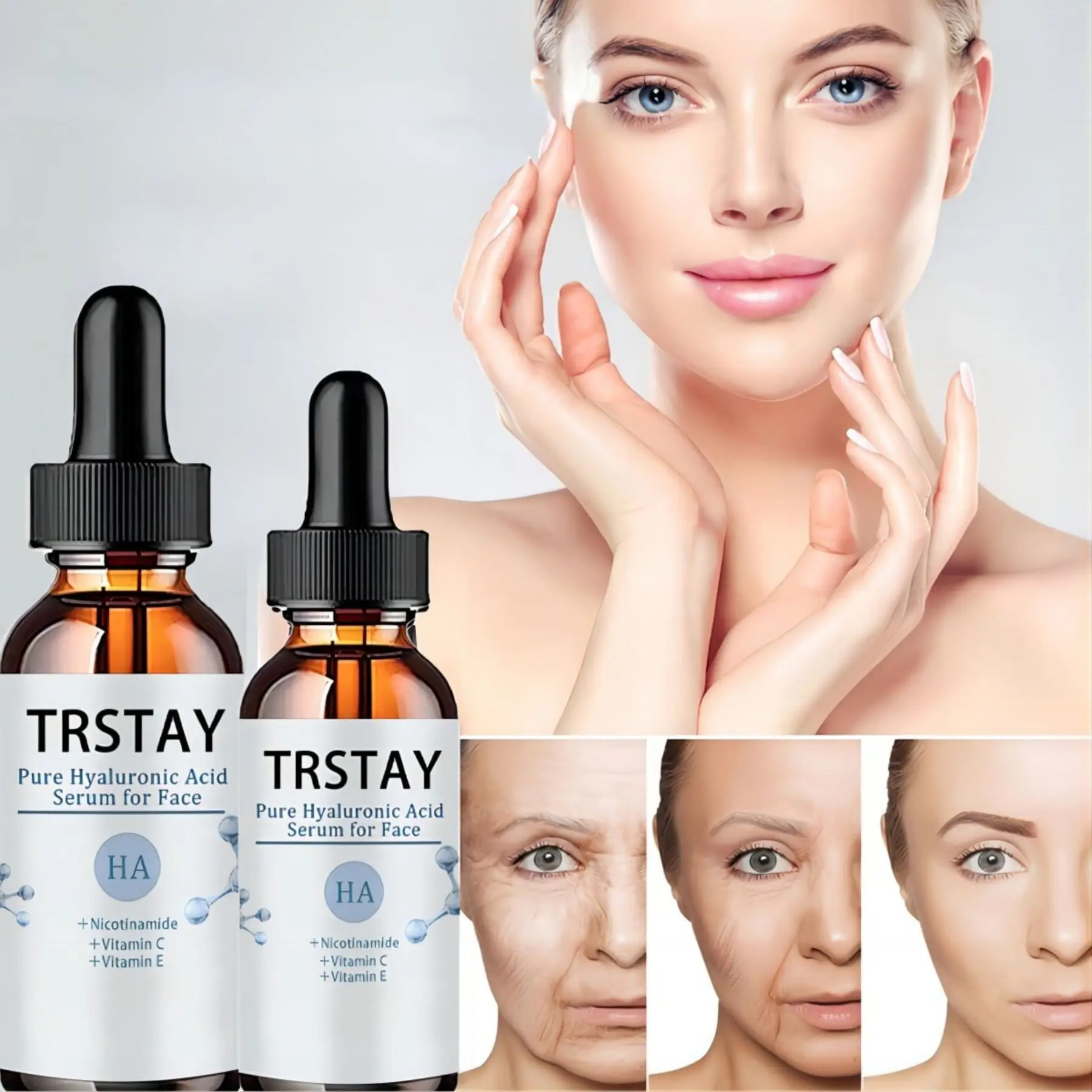 Serum asam Hyaluronic murni untuk wajah, Serum Wajah melembapkan sangat kering