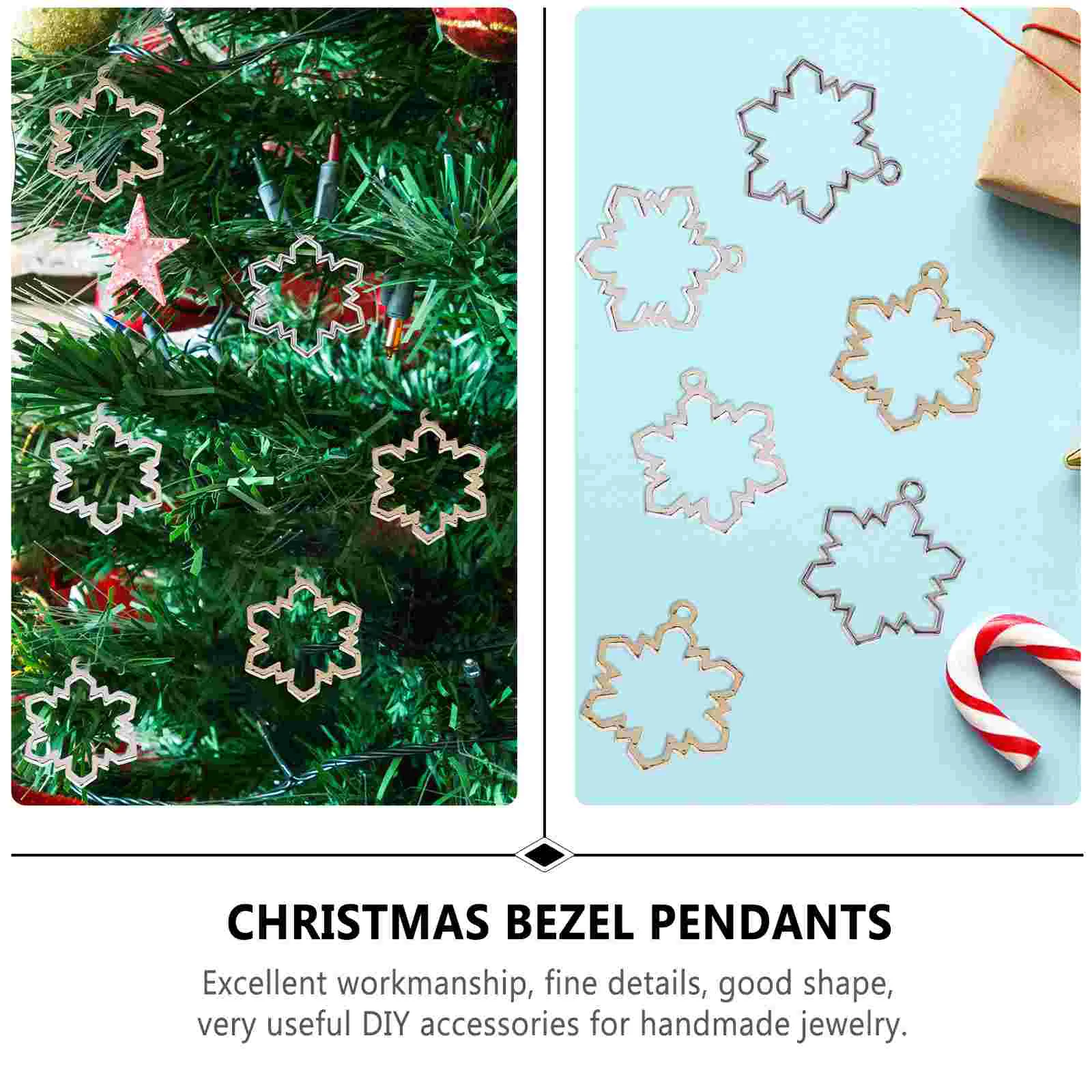 30 ชิ้นคริสต์มาสอีพ็อกซี่ขอบ Xmas จี้เปิด Bezel Charms Hollow แม่พิมพ์จี้ DIY เครื่องประดับเรซิ่นกรอบเกล็ดหิมะ