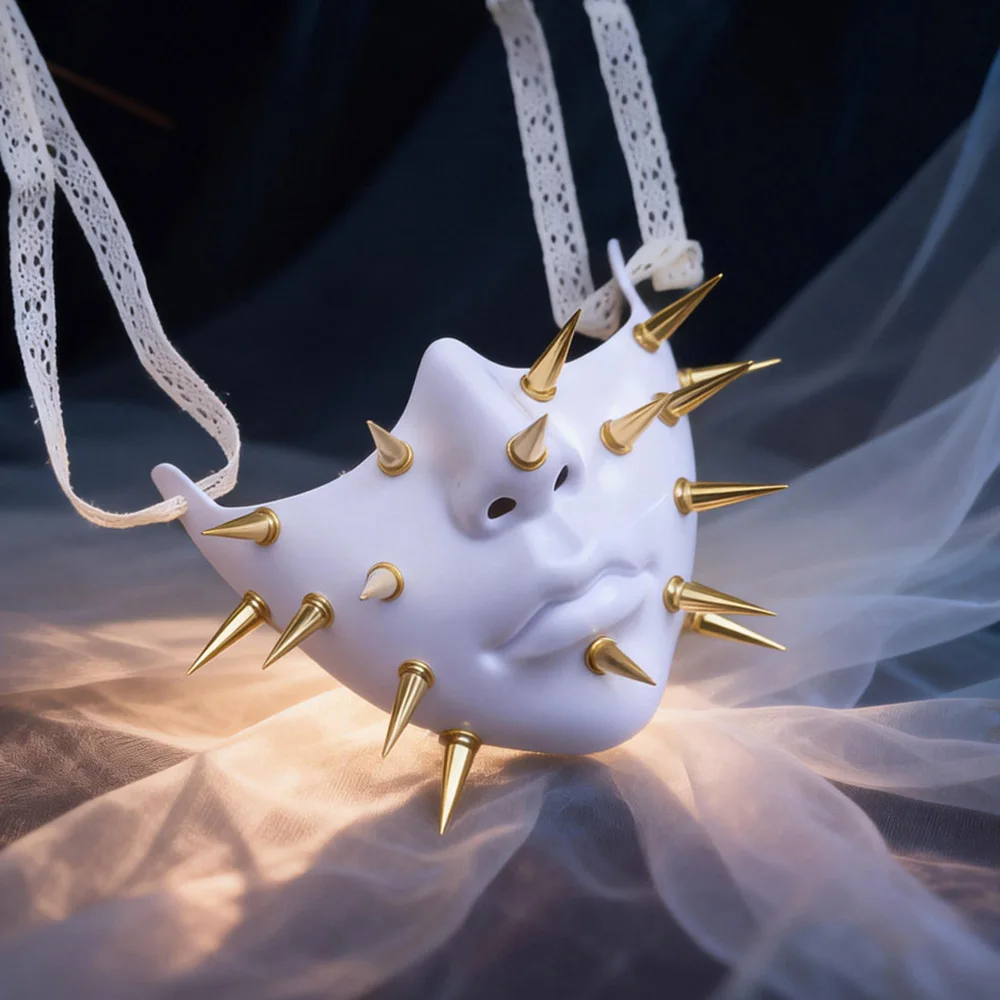 

Киберпанк-маска с шипами, полумаска для косплея в механическом стиле, панк-маски для женщин и мужчин, реквизит для карнавала, Хэллоуина, вечеринок и костюмированных мероприятий