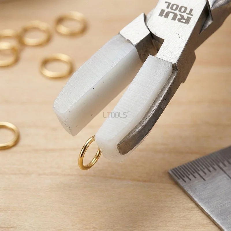Jewelry Pliers Anti‑Scratch Nylon Jaw Pliers Rubber Soft Tip Flat Needle Nose Pliers For Jewelry Handmade DIY Making Tool